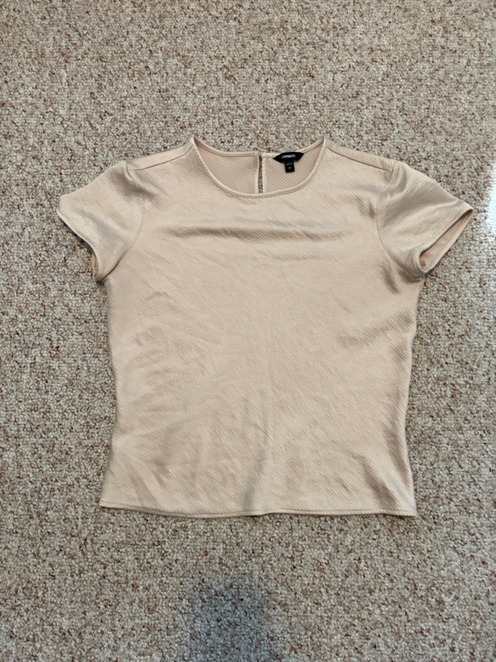 Express Cream Textured Short Sleeve Top